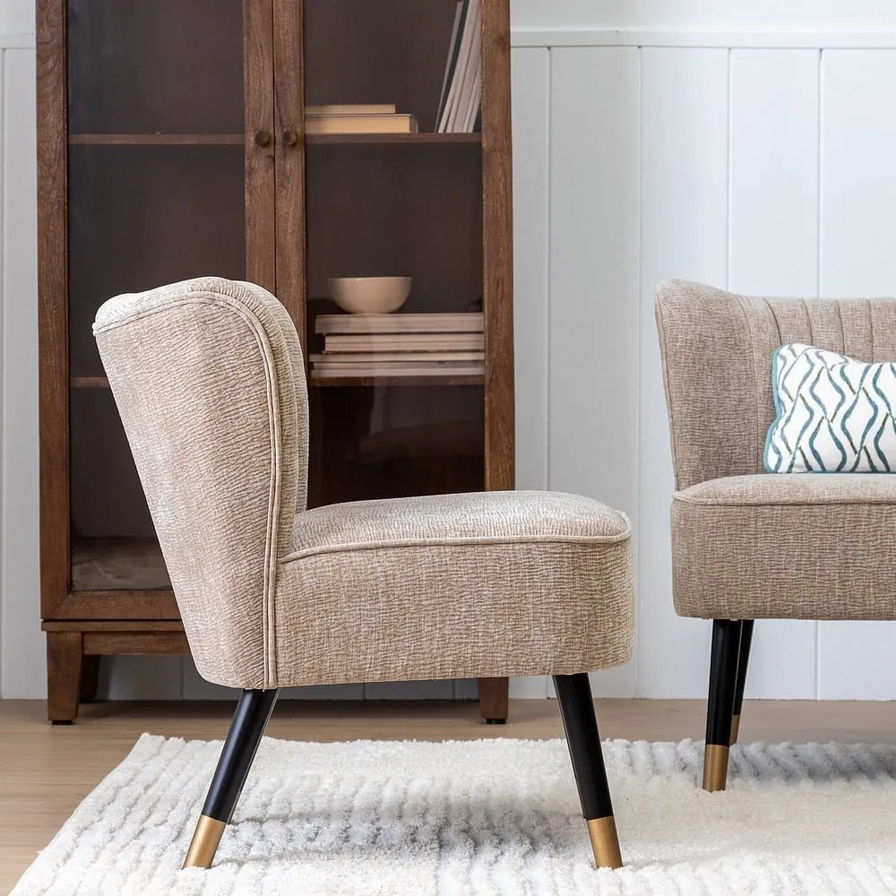 Бежово шенилово кресло Glam – Ixia