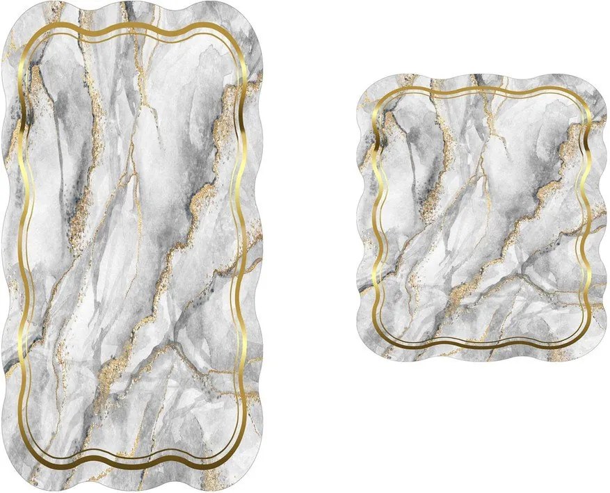 Сиви/ в златист цвят килими за баня в комплект 2 бр. 60x100 cm – Foutastic