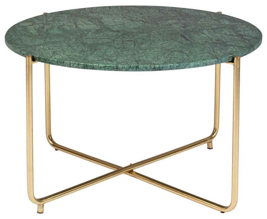 Кръгла масичка за кафе с мраморен плот в зелен и златист цвят ø 70 cm Timpa – White Label