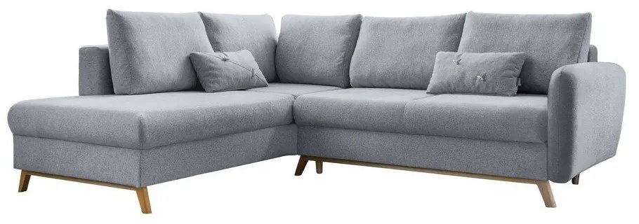 Светлосив ъглов разтегателен диван ляв ъгъл, Scandic Lagom - Miuform