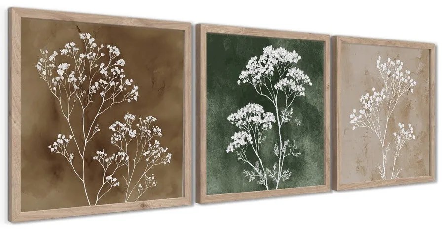 Картини в комплект 3 бр. 30x30 cm Floral Imprint – Styler