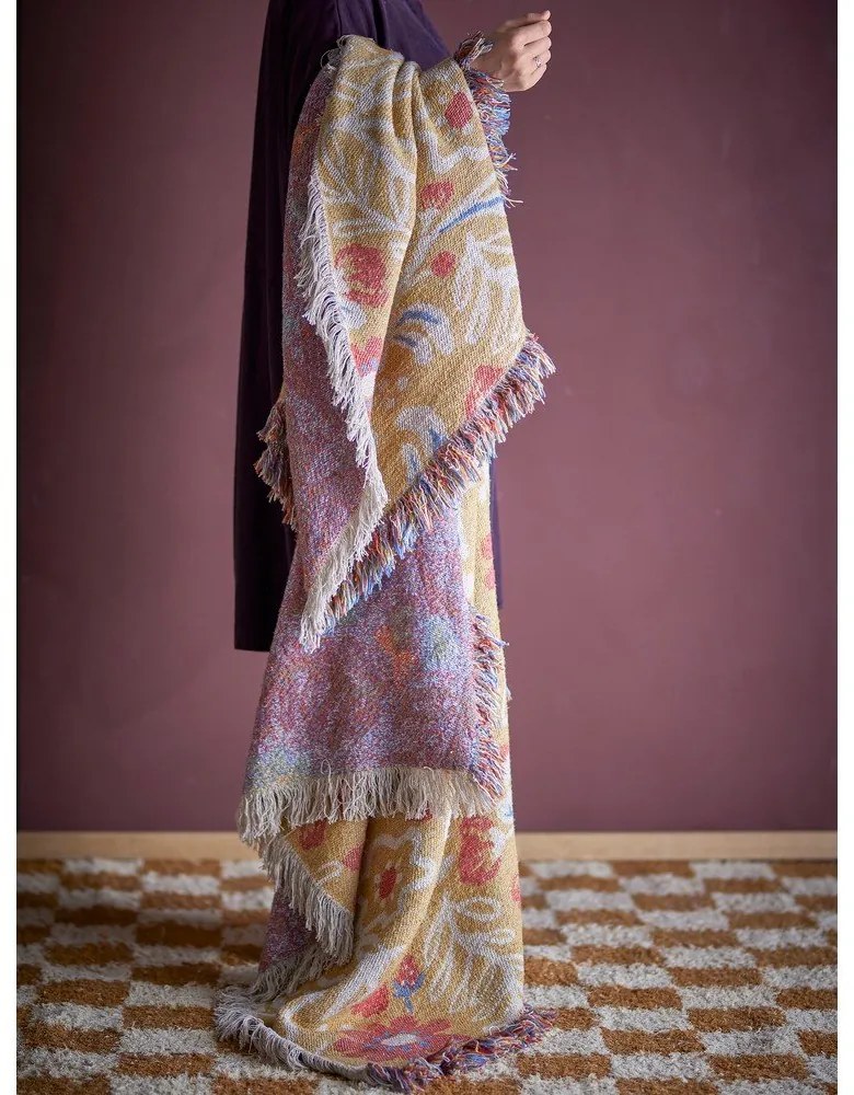 Жълто одеяло от рециклиран памук 130x160 cm Reims – Bloomingville