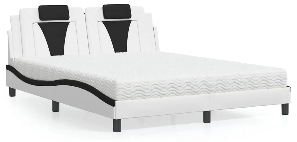3208809 vidaXL Легло Viana без матрак, бяло и черно, 160x200 см, изкуствена кожа