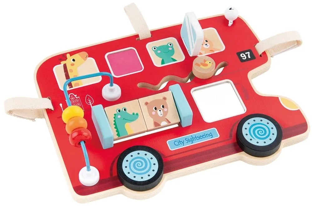 Lelin Toys - Активна дъска - бизиборд, Автобус с различни активности