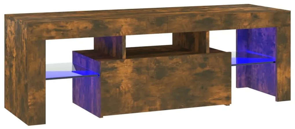 815666 vidaXL ТВ шкаф с LED осветление, опушен дъб, 120x35x40 см