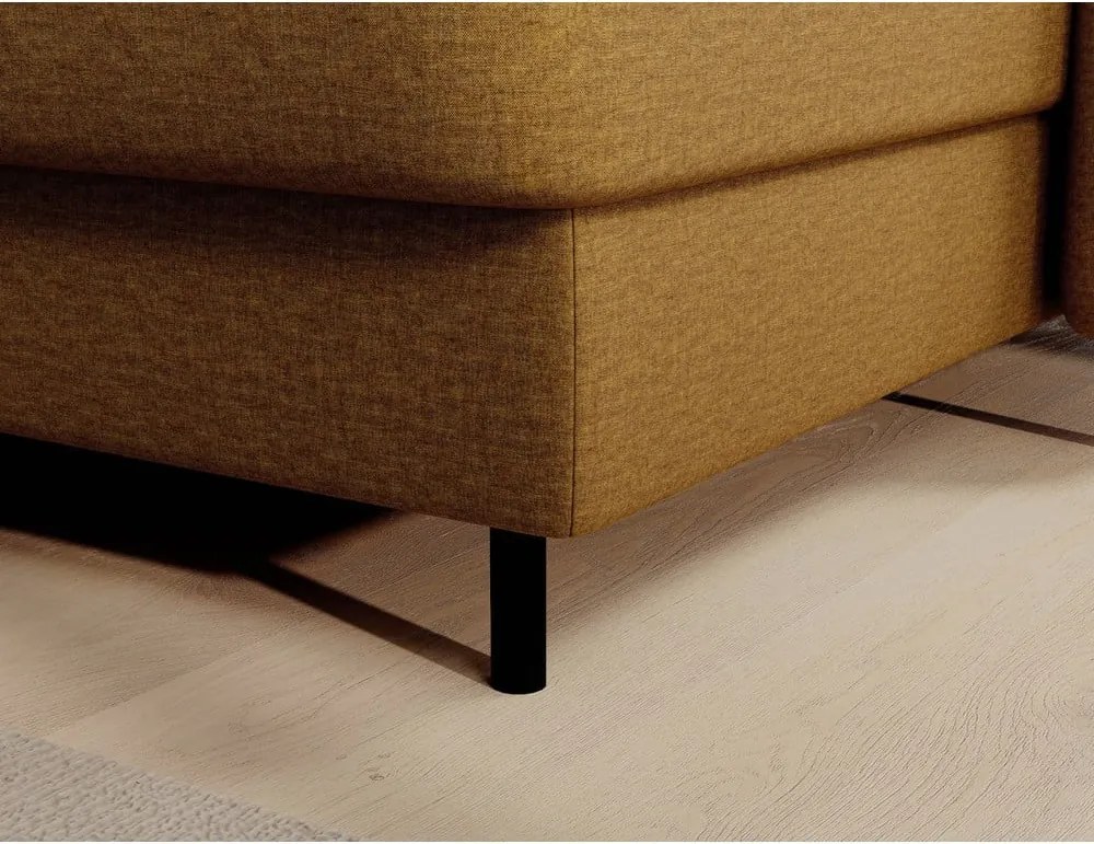 Жълт кадифен разтегателен ъглов диван с място за съхранение (ляв ъгъл U форма) Berrto – ELTAP