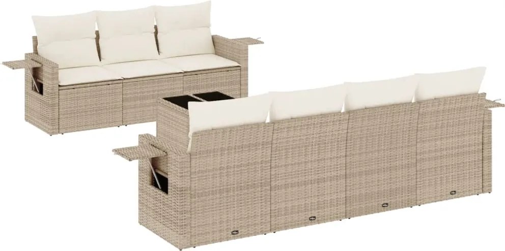 3219927 vidaXL Градински диван с възглавници, 8 части, бежов полиратан