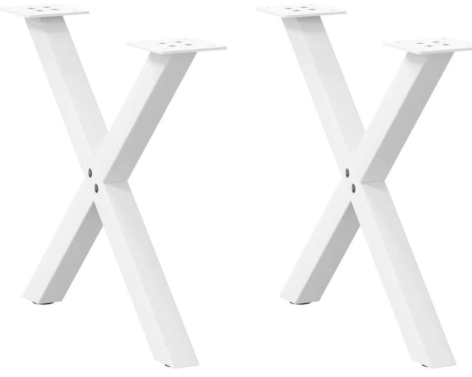 4012897 vidaXL Крака за масичка за кафе, X-образни, 2 бр., бели, 50 x (42-43) см, стомана