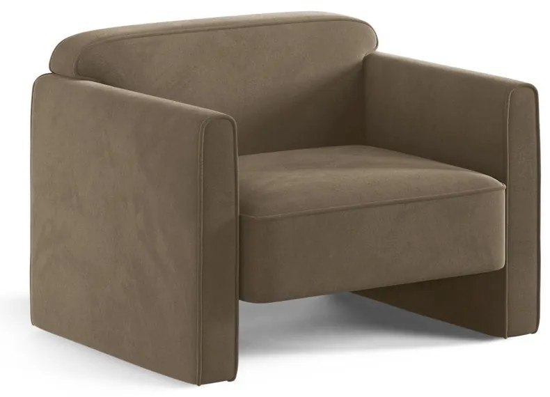 Кафяво-сиво кадифено кресло Abby – Micadoni