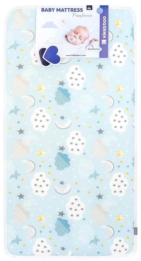 KIKKA BOO Матрак FANTASIA PLUS 60/120/7 см CLOUDS BLUE