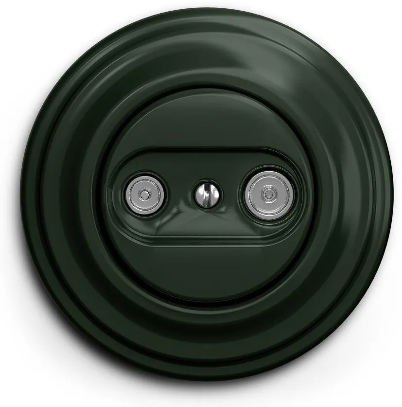 Kliklap - Ретро абонатна розетка TV+R (проходна) със зелена рамка