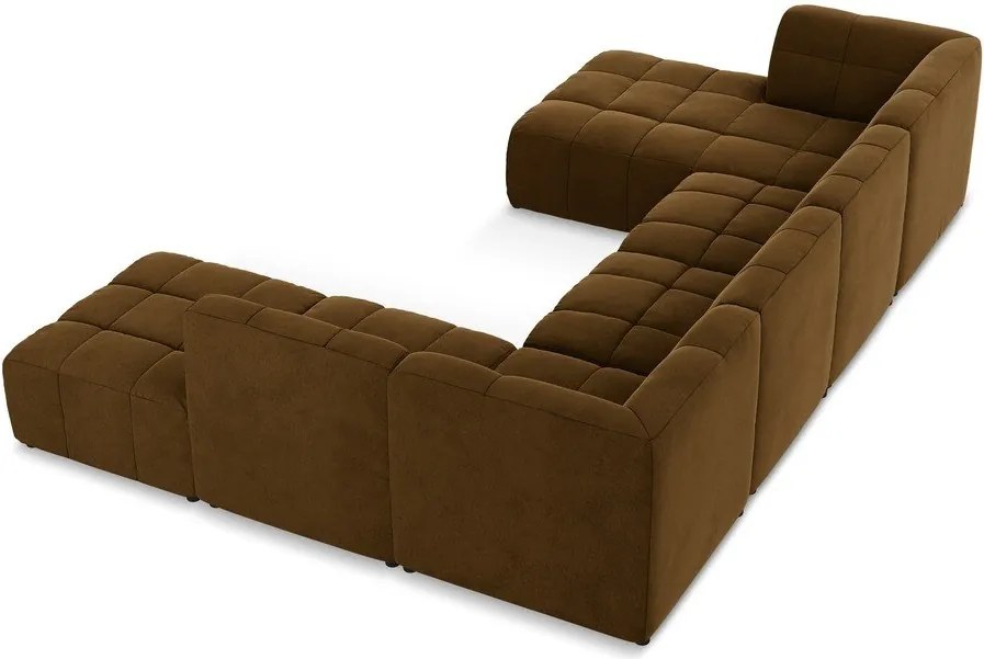 Кадифен ъглов диван в цвят горчица (U форма) Aloha – Makamii