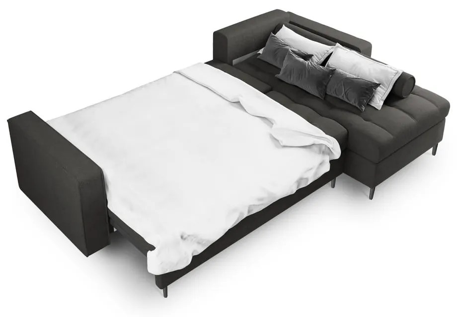 Тъмно сив ъглов разтегателен диван , десен ъгъл Santo - Milo Casa