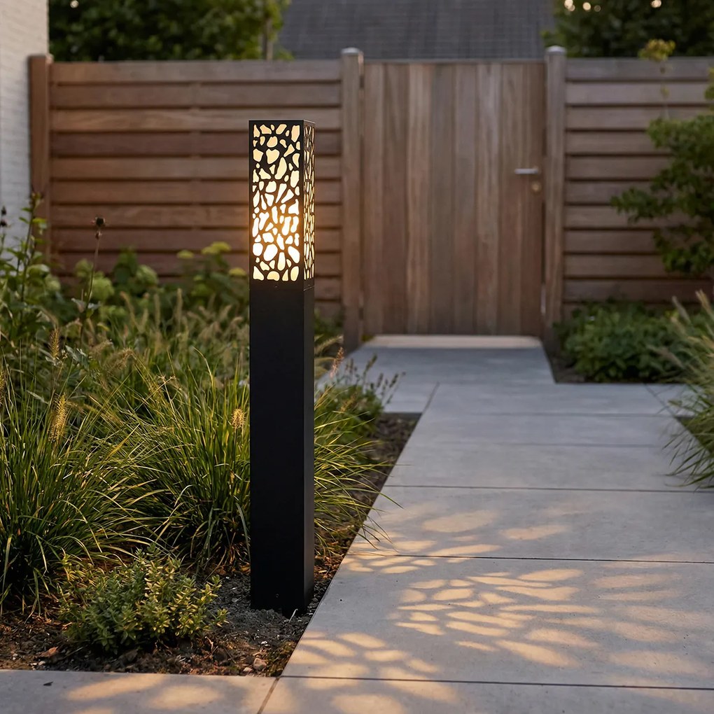 Модерен външен стълб черен 90 см IP44 - Nicole
