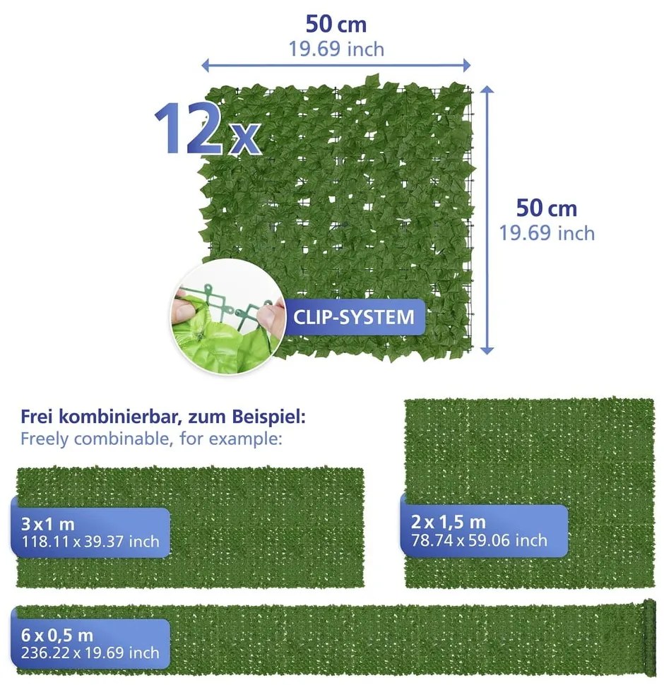 Зелен пластмасов балконски параван 300x100 cm Ivy – Maximex