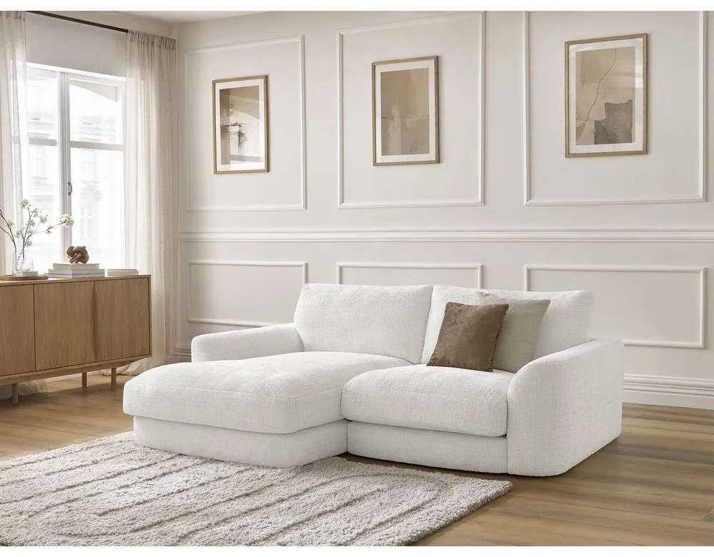 Бял шенилов ъглов диван (ляв ъгъл) Leonore – Bobochic Paris
