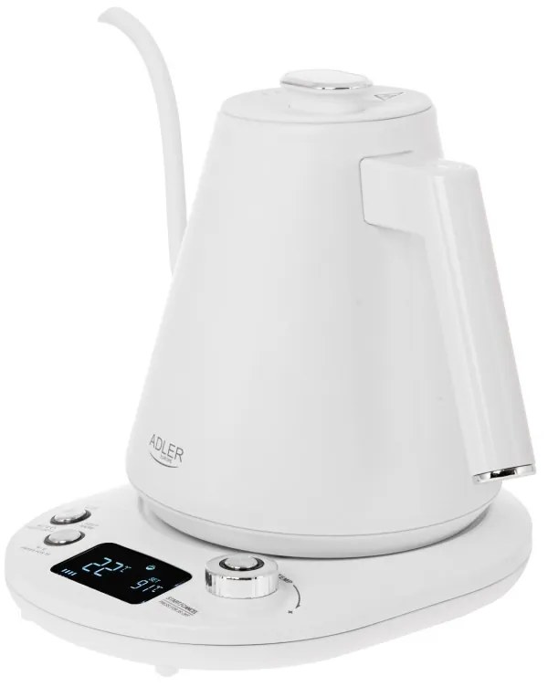 Електрическа кана Adler AD 1349W, 1100W, 1 л, 40-100 C, Поддържане на топлината, LED дисплей, Бял