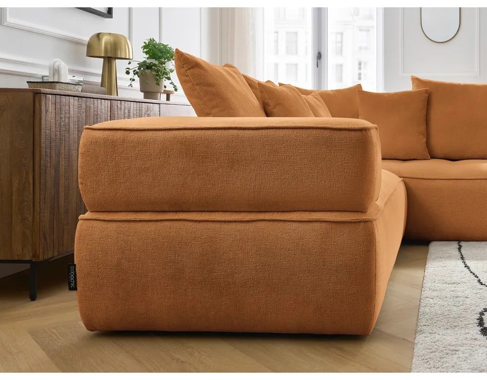 Шенилов ъглов диван в цвят горчица (десен ъгъл/L форма) Whesley – Bobochic Paris