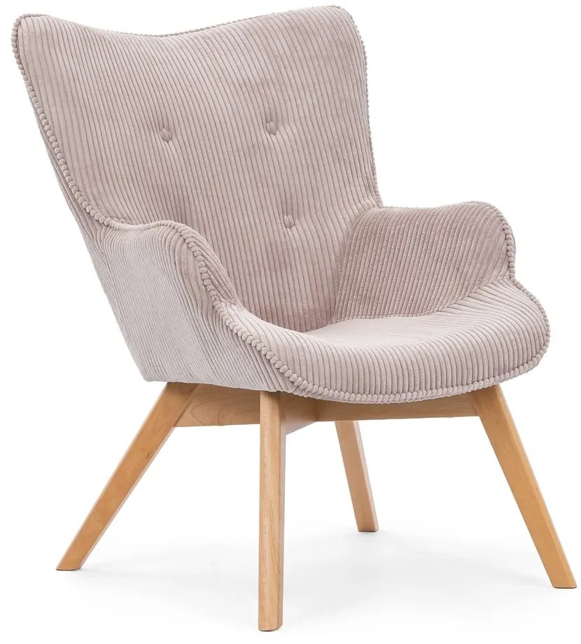 Светлорозов фотьойл с табуретка от рипсено кадифе Niko – Ropez