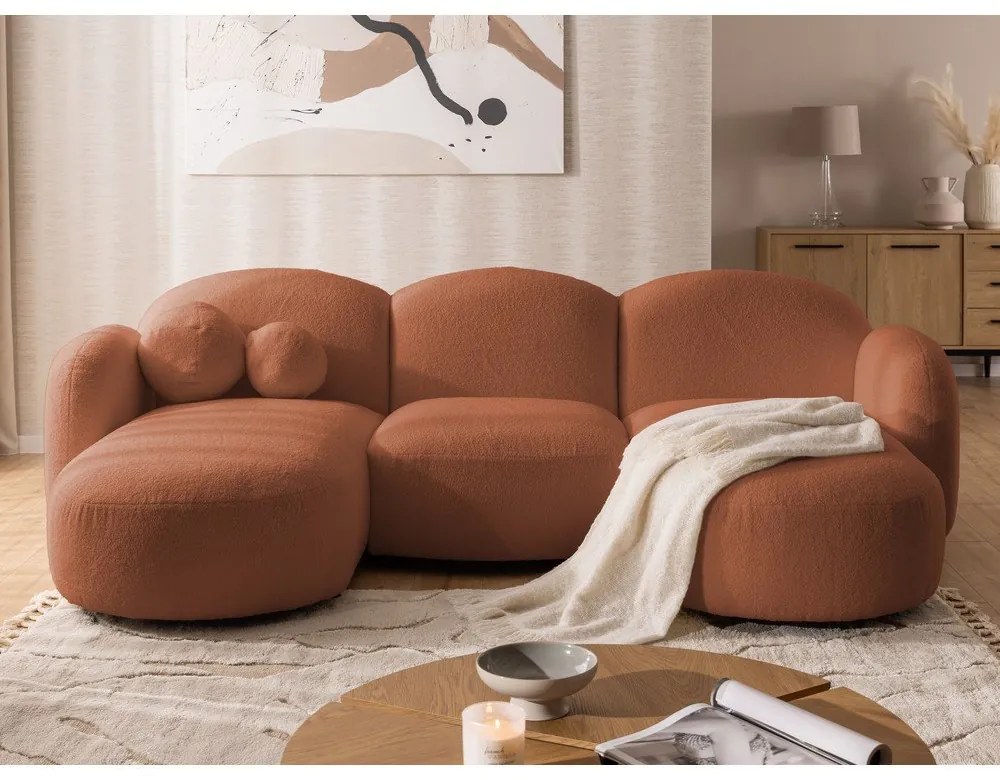 Теракотен ъглов диван от букле (U форма) Orbit – Ropez