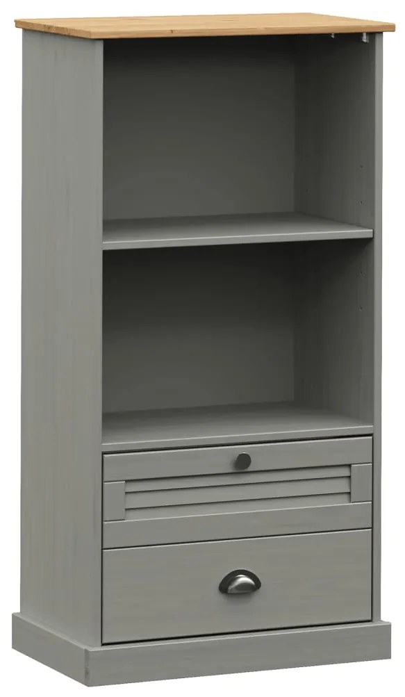 353186 vidaXL Етажерка за книги VIGO сива 60x35x114,5 см бор масив