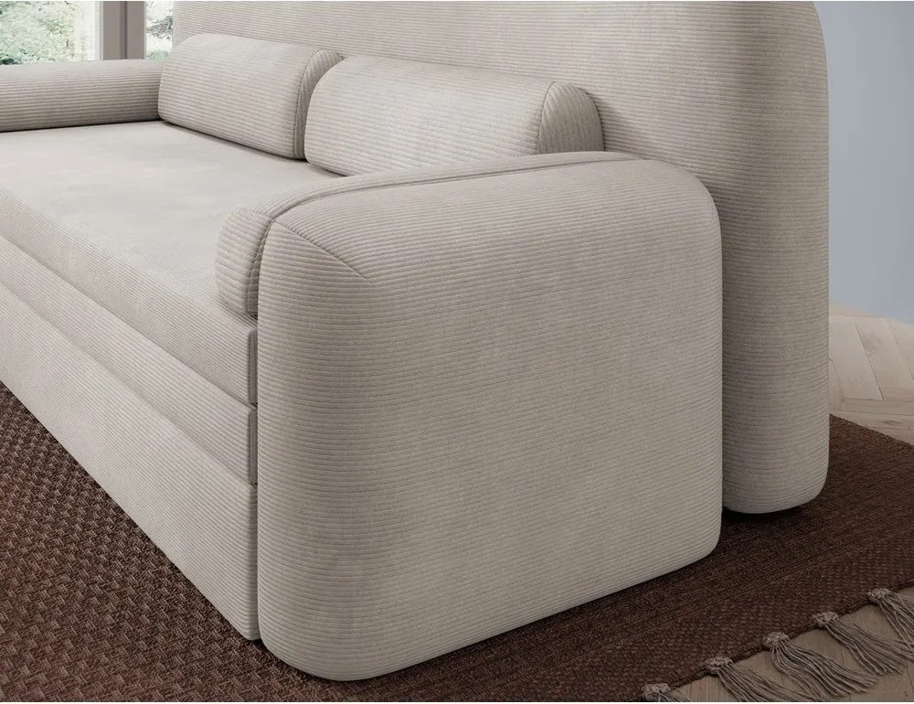 Бежов разтегателен диван с място за съхранение от рипсено кадифе 236 cm Elioss – ELTAP