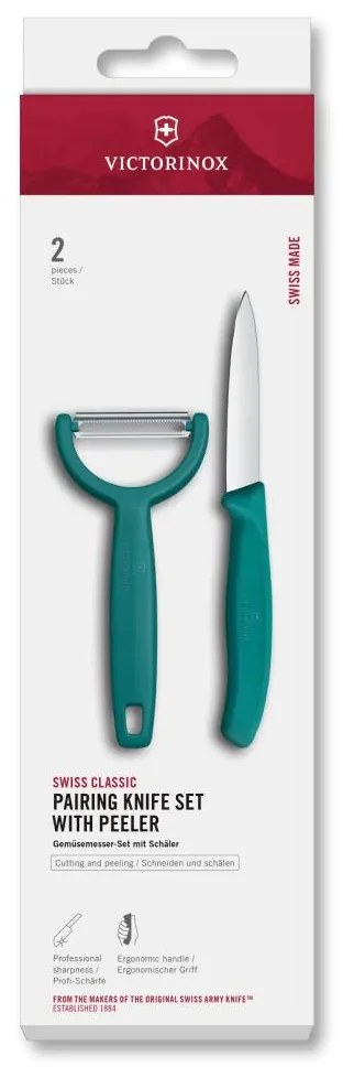 Victorinox - Комплект кухненски нож и белачка SWISS CLASSIC, тюркоаз