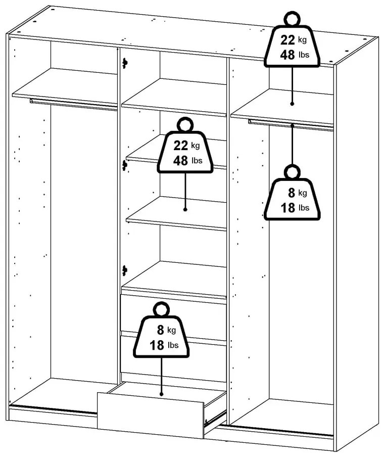 Гардероб от дъбов декор с плъзгащи се врати в естествен цвят 177x200x60 cm Naia – Tvilum