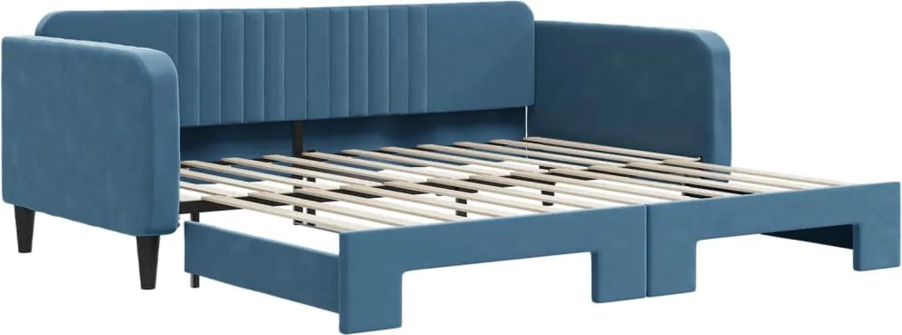 3197069 vidaXL Канапе с изтеглящо разтегателно легло синьо 90x200 см кадифе