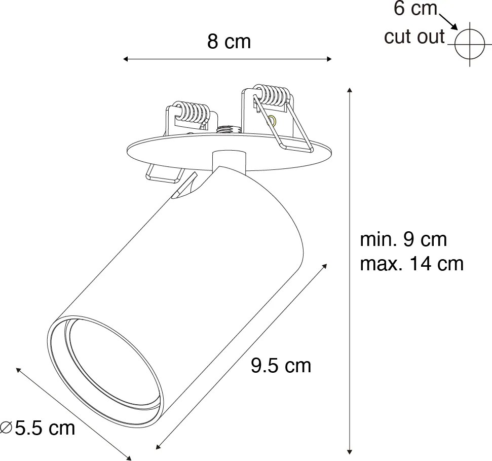 Модерен вграден прожектор бял GU10 50mm - Chels