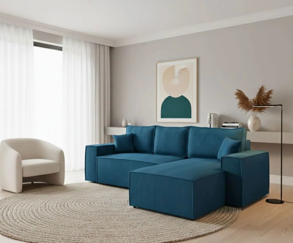 Ъглов диван Malaga mini I-Petrol-Right