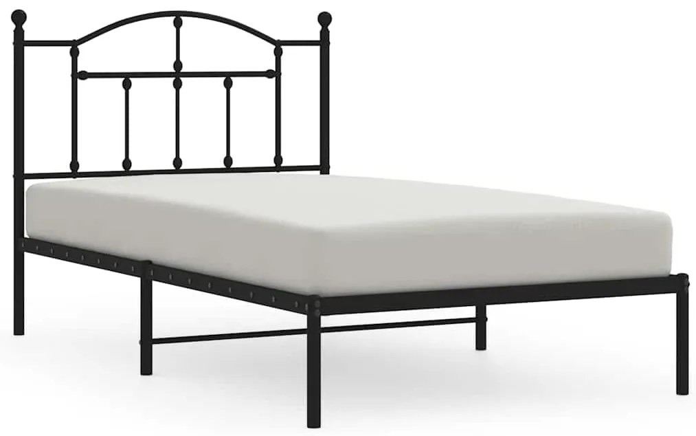 353433 vidaXL Метална рамка за легло с горна табла, черна, 100x190 см