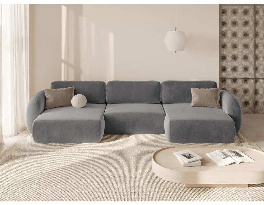 Тъмносив кадифен сгъваем/с място за съхранение ъглов диван (U форма) Tonale – Cosmopolitan Design