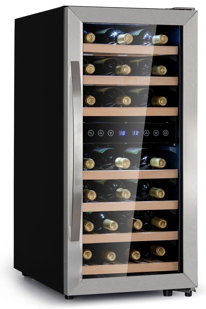 Klarstein Vinamour 33 Duo, охладител за вино, 2 зони, 89 л / 33 бутилки, 5-18 °C, сензорно управление