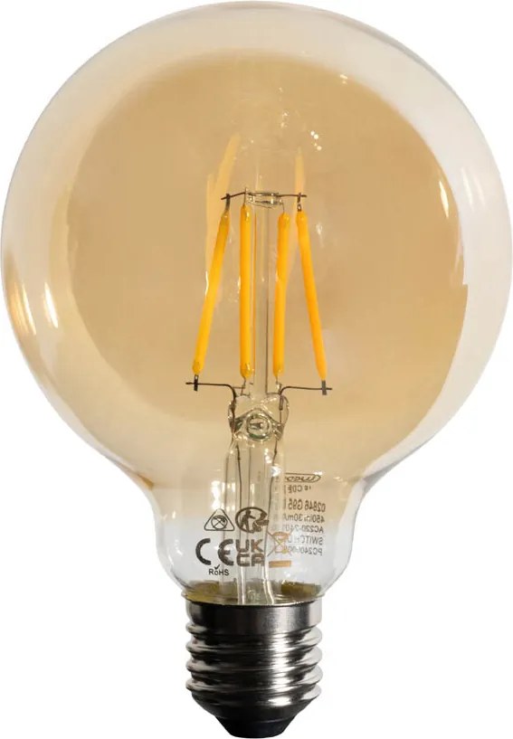 Комплект от 5 E27 3-степенна димируема LED крушка Златиста G95 4W 450 lm 2700K