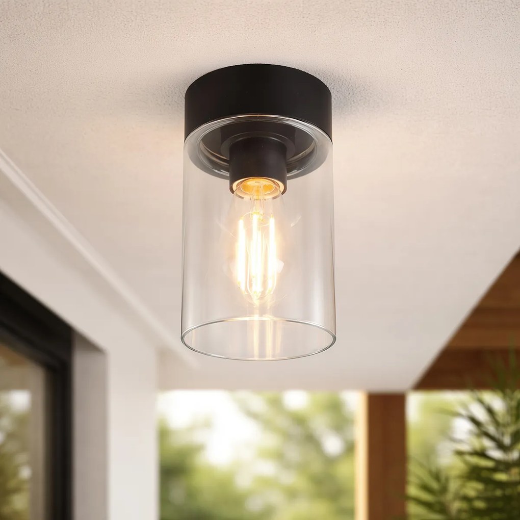 Модерна таванна лампа черна 22,6 см IP44 - Jarra