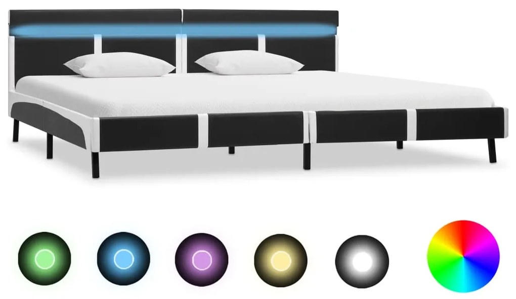 280311 vidaXL Рамка за легло с LED, сива, изкуствена кожа, 180x200 cм