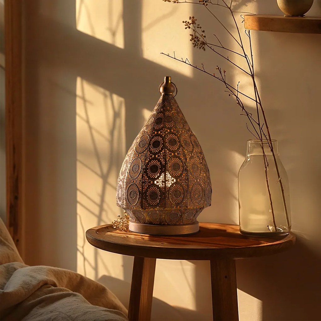 Ориенталска настолна лампа златиста 26 см - Mowgli