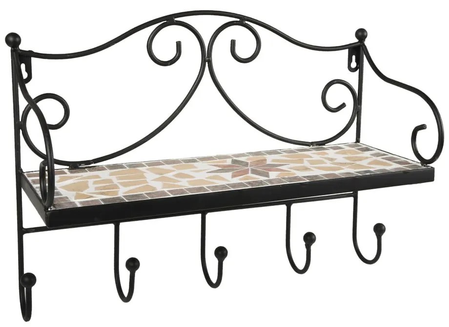 Черна метална стенна закачалка с рафт 42 cm Almeria – Garden Pleasure
