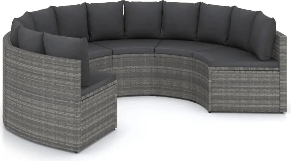 3064895 vidaXL Градински комплект с възглавници, 6 части, полиратан, сив