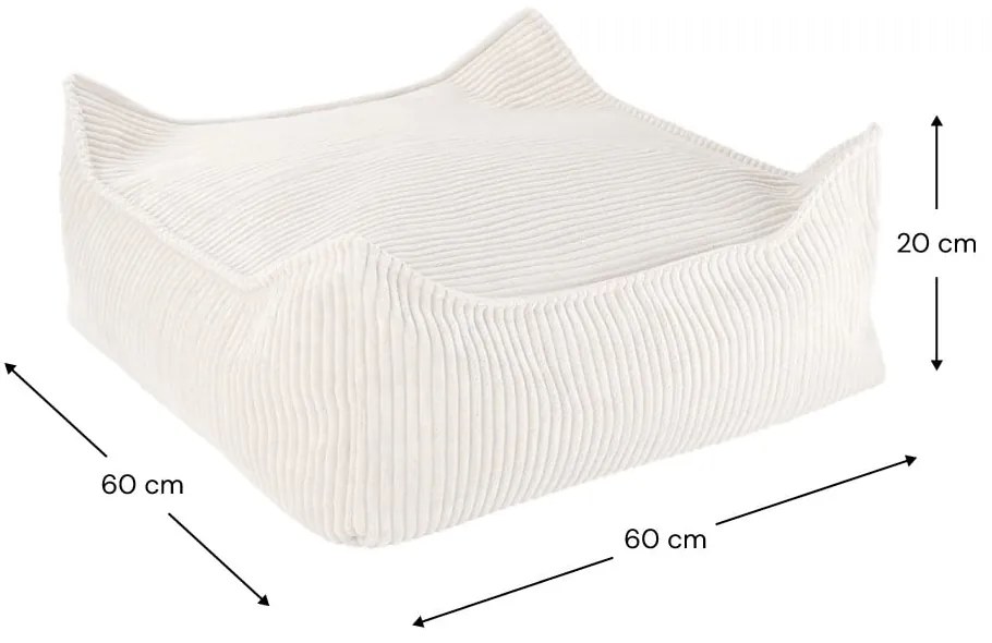 Кремав детски пуф от рипсено кадифе Square – Wigiwama