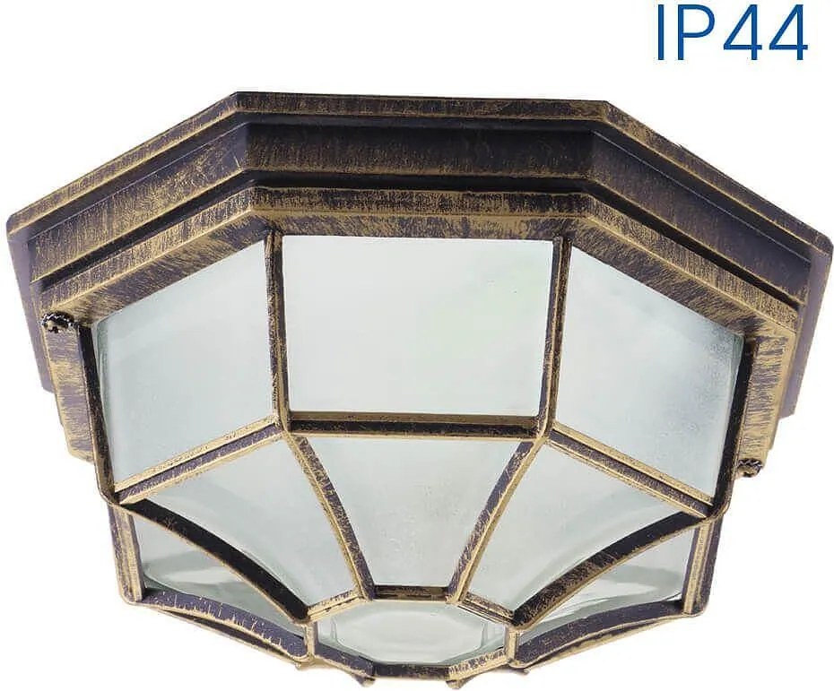 Влагозащитена плафониера BERLIN, ант. месинг, 1xE27