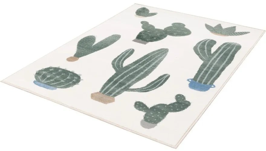 Детски килим в цвят слонова кост и зелено 133x190 cm Cacto Malachite – FD