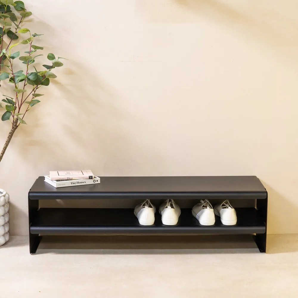 Черна стоманена стойка за обувки 101,5x28x31 cm Linea – Spinder Design