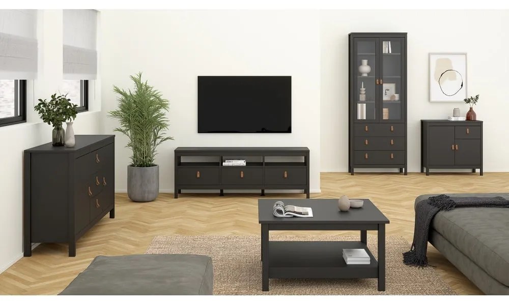 Черен нисък скрин 82x80 cm Madrid – Tvilum