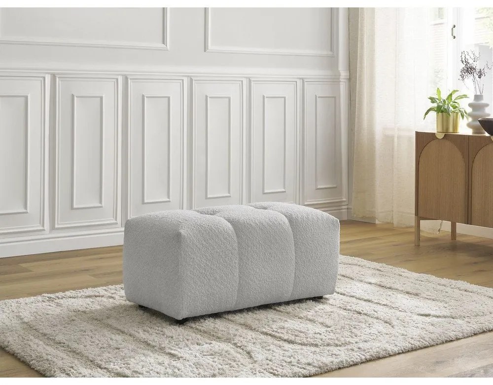 Светлосива табуретка от прежда с примки от букле Roxelane – Bobochic Paris