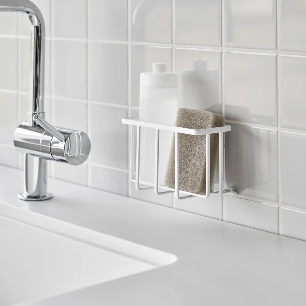 Бяла метална стойка за перилни препарати без пробиване Film Hook – YAMAZAKI