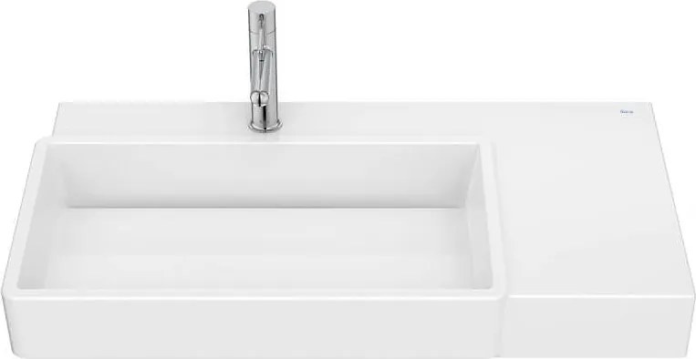 Умивалник Tura, за стенен монтаж, асиметричен, ляв, 800 x 430 x 150 mm