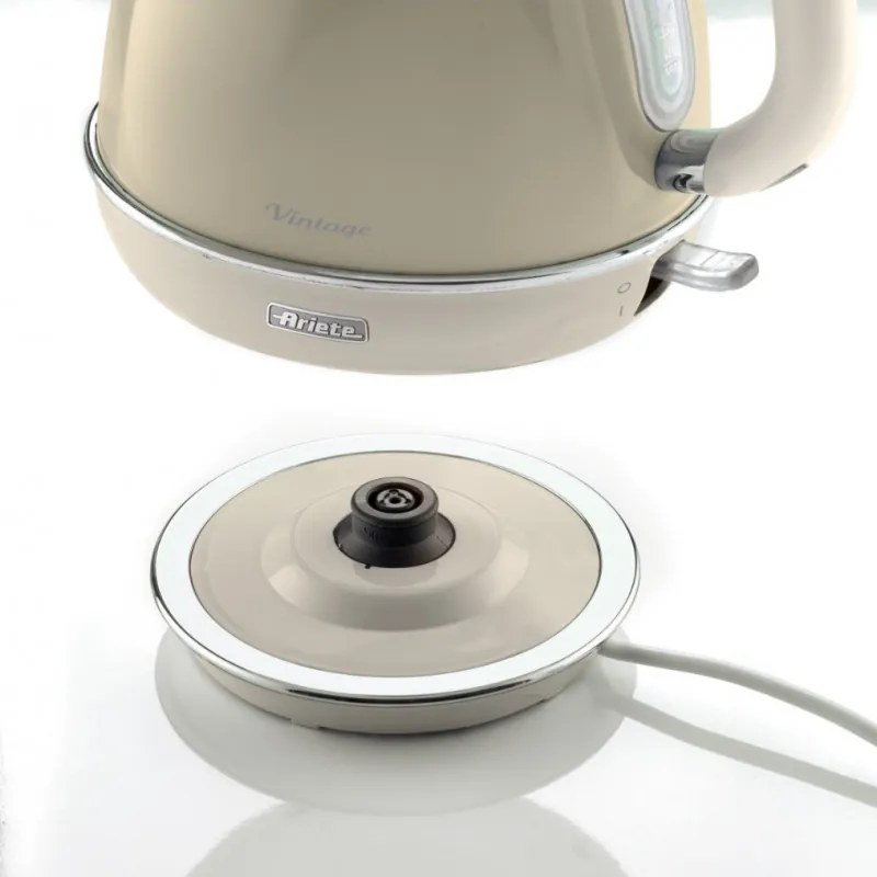 Електрическа кана VINTAGE 2869/03, 2000W, 1.7 л, Подвижен филтър, Прозорец за водата, 360C безжична основа, Бежов