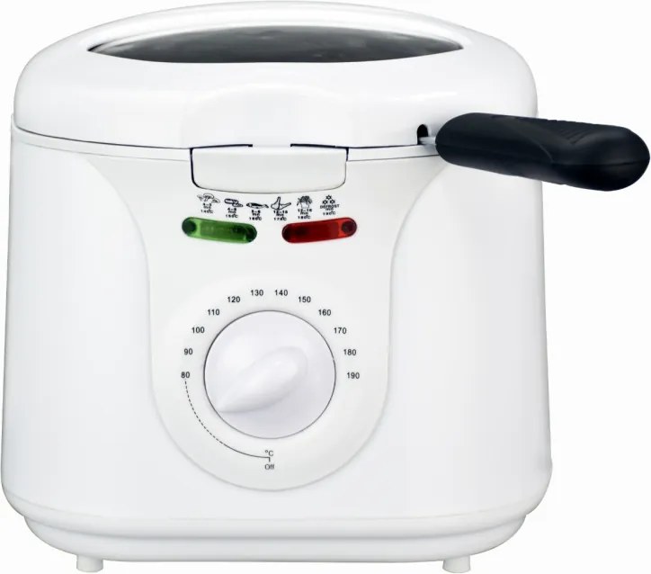 Фритюрник Elite EDFF-1290W, 1300W, 2 литра, 80-190C, Прозорец за наблюдение, Cool Touch, Бял